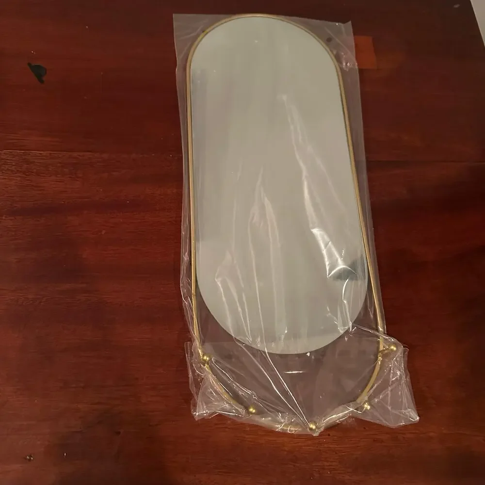 Short Stories Halland Hanging Mirror Oval NIB New in Box NWT Gold metal frame